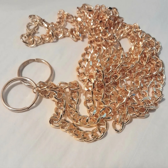 2 Long Metal Keychain Latch Orange Gold Color Wallet Chains - Picture 5 of 5